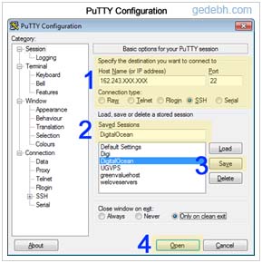 PUTTY configuration